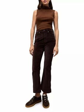 Veronica Beard Carson Ankle Flare Velvet Pants Dark Chocolate 25 NWT